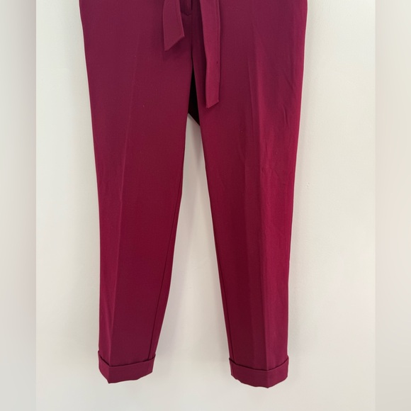 LOFT “The Devin Slim” Tie Waist Slim Pants -Burgundy- Size 10 - Picture 4 of 14